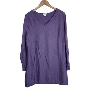 J. Jill Sweater Top Women's‎ Medium V-Neck Oversized Silk Wool Blend Purple
